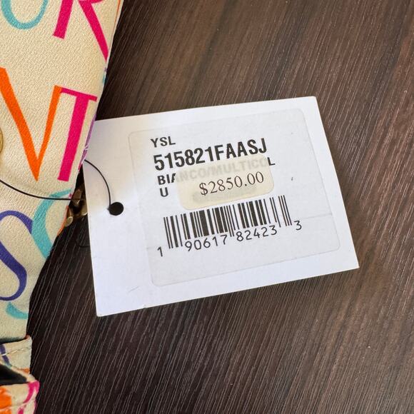 YSL Saint Laurent Jamie Medium Logo Print Quilted Silk Crossbody Handbag - Picture 13 of 13